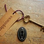 Lock with gold key and Happiness tag