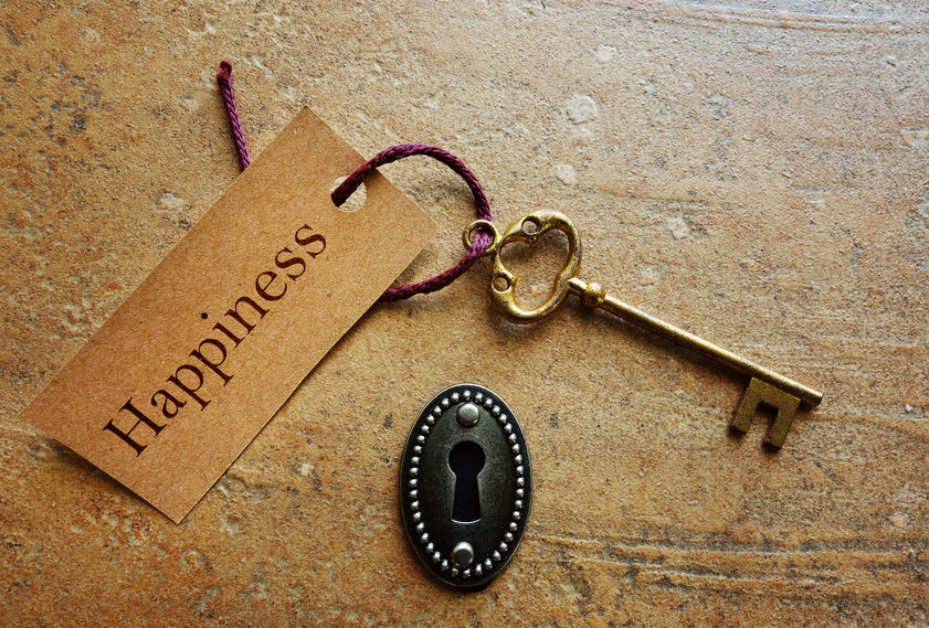 Lock with gold key and Happiness tag